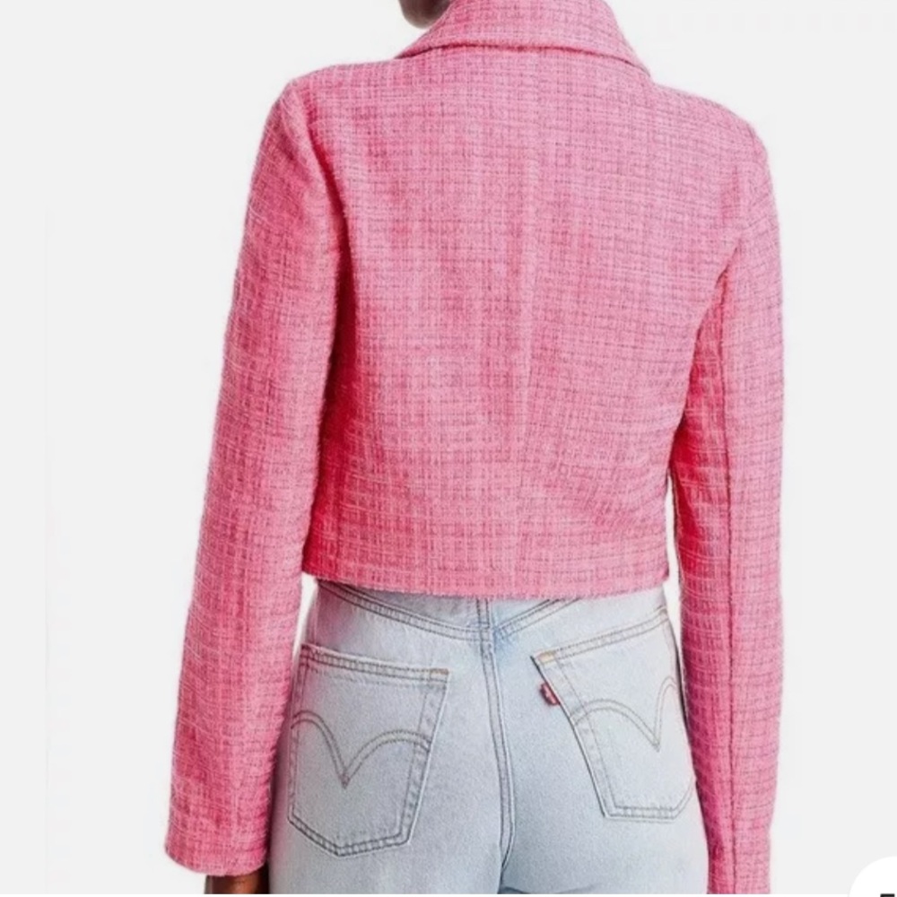 Aqua Pink Cropped Tweed Blazer - Picture 7 of 11
